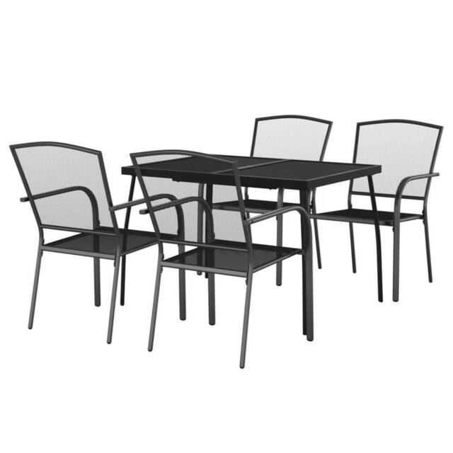 Berkfield Home Beautiful 5 Piece Garden Dining Set Anthracite Steel in Black
