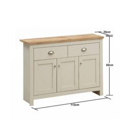 PAWNORA Living Room Furniture 3 Door Sideboard in Cream - thumbnail 2