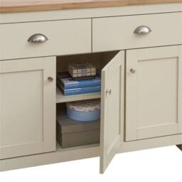 PAWNORA Living Room Furniture 3 Door Sideboard in Cream - thumbnail 4