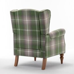 FURNITURE ONE Retro Accent Chair, Soft Padded Fabric Wingback Tartan Armchair in Green - Size: 1 Pack - thumbnail 4