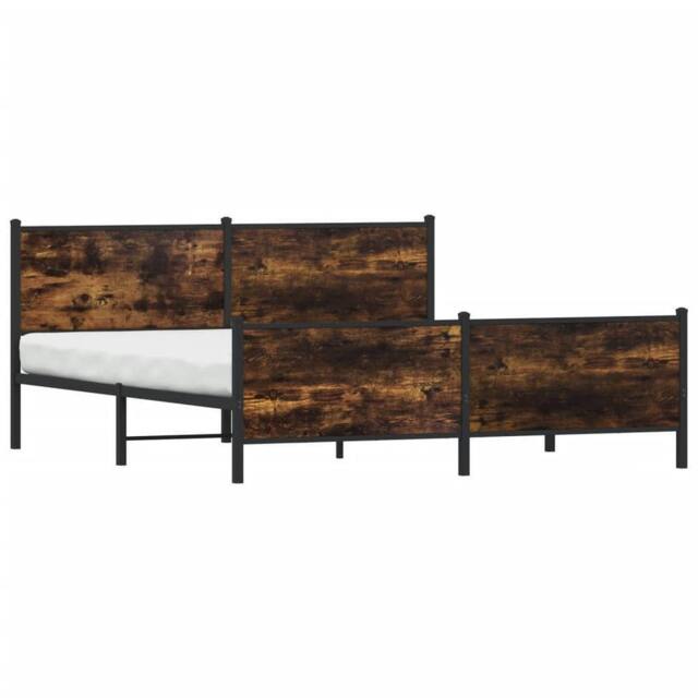 Berkfield Home Metal Bed Frame without Mattress Smoked Oak 180x200 cm Super King in Brown - image 1