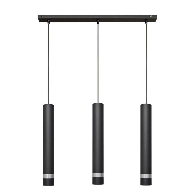 Netlighting Tuba Straight Bar Pendant Ceiling Light Black Chrome 60cm - image 1