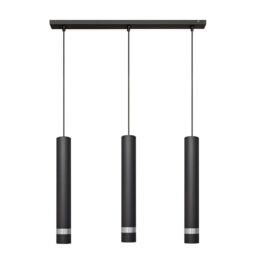 Netlighting Tuba Straight Bar Pendant Ceiling Light Black Chrome 60cm - thumbnail 1