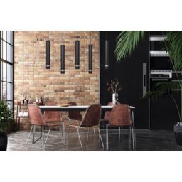 Netlighting Tuba Straight Bar Pendant Ceiling Light Black Chrome 60cm - thumbnail 3