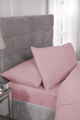 New Edge Blinds Percale Collection 180 Thread Count Percale Fitted Sheet in Pink - Size: Super King - image 1