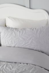 Serene 'Luana' Microfibre Pinsonic 3D Floral Design Duvet Cover Set in Silver - Size: Double - thumbnail 3