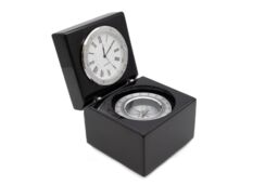 Silver Editions Clock & Compass Desk Set in Black - thumbnail 2