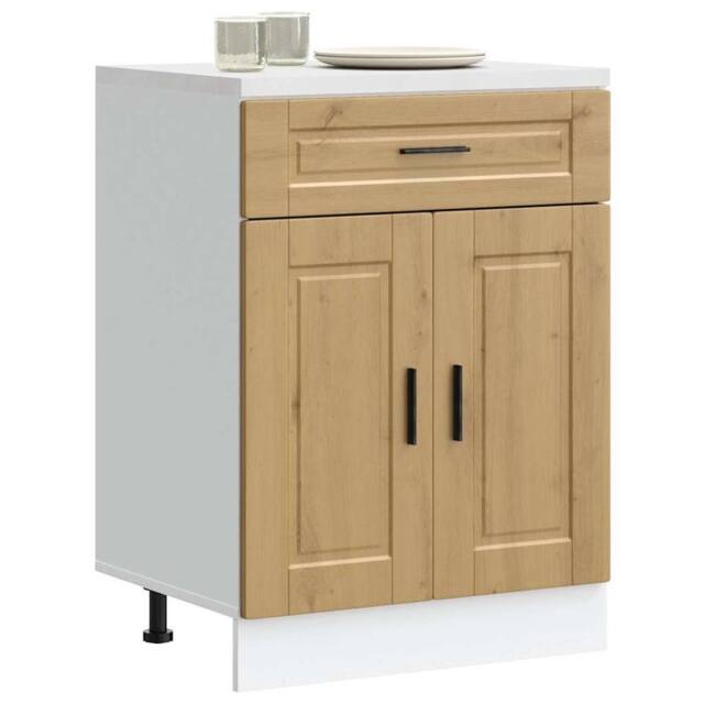 Berkfield Home Kitchen Base Cabinet¬†Porto Artisan Oak Engineered Wood in Brown - image 1