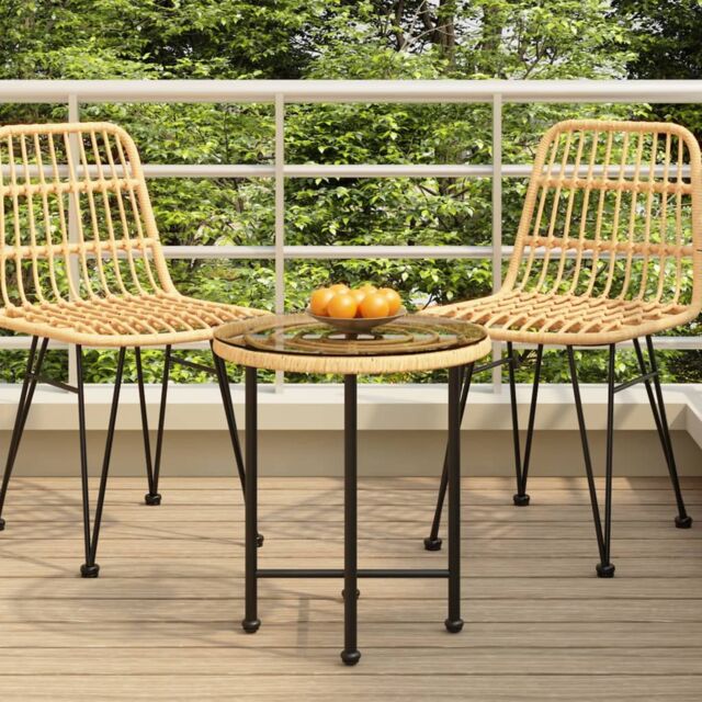 Berkfield Home Dining Table Ã˜50 cm Tempered Glass & Steel in Brown - image 1