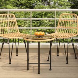 Berkfield Home Dining Table Ã˜50 cm Tempered Glass & Steel in Brown
