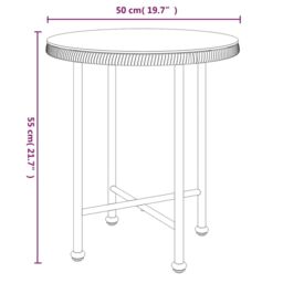 Berkfield Home Dining Table Ã˜50 cm Tempered Glass & Steel in Brown - thumbnail 6