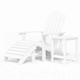 Berkfield Home Garden Adirondack Chair with Footstool & Table HDPE White - thumbnail 2
