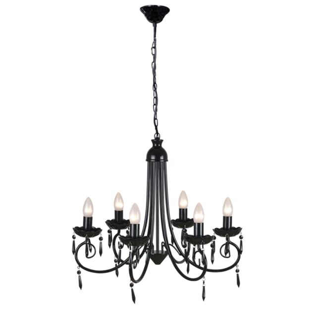Berkfield Home Pendant Ceiling Lamp Elegant Chandelier Black 6 Bulb Sockets - image 1