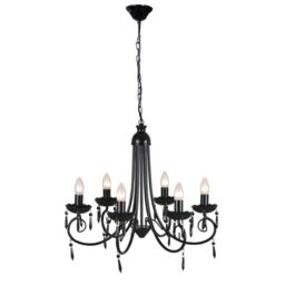 Berkfield Home Pendant Ceiling Lamp Elegant Chandelier Black 6 Bulb Sockets - thumbnail 1