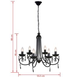 Berkfield Home Pendant Ceiling Lamp Elegant Chandelier Black 6 Bulb Sockets - thumbnail 5