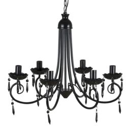 Berkfield Home Pendant Ceiling Lamp Elegant Chandelier Black 6 Bulb Sockets - thumbnail 2
