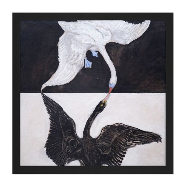 "Artery8 Wall Art Print Hilma Af Klint Group IX Suw The Swan No 1 Abstract Square Framed Picture 16X16 Inch in Black - Size: W16"" x H16""" - image 1