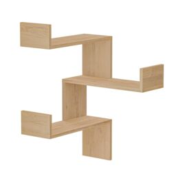 Decortie Luksa' Wall Shelf Bookcase Corner Zigzag Design 60cm in Natural - Size: 1 Pack - thumbnail 2