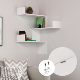 Decortie Luksa' Wall Shelf Bookcase Corner Zigzag Design 60cm in Natural - Size: 1 Pack - thumbnail 6