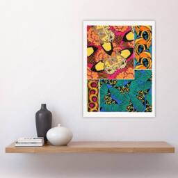 "Artery8 Vintage Vibrant Butterflies Pattern Vintage Wall Art Print Seguy - Size: W12"" x H16""" - thumbnail 4