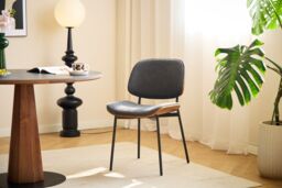 Nordlys Set of 2 Industrial Metal Wood Dining Chairs in Black - thumbnail 2