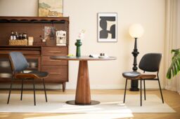Nordlys Set of 2 Industrial Metal Wood Dining Chairs in Black - thumbnail 3