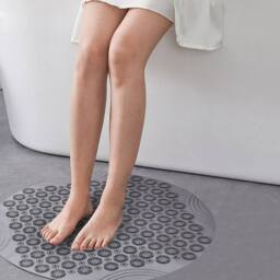 Kelvenix grey Round Non-Slip Bathtub Mat PVC Safety Shower - thumbnail 3