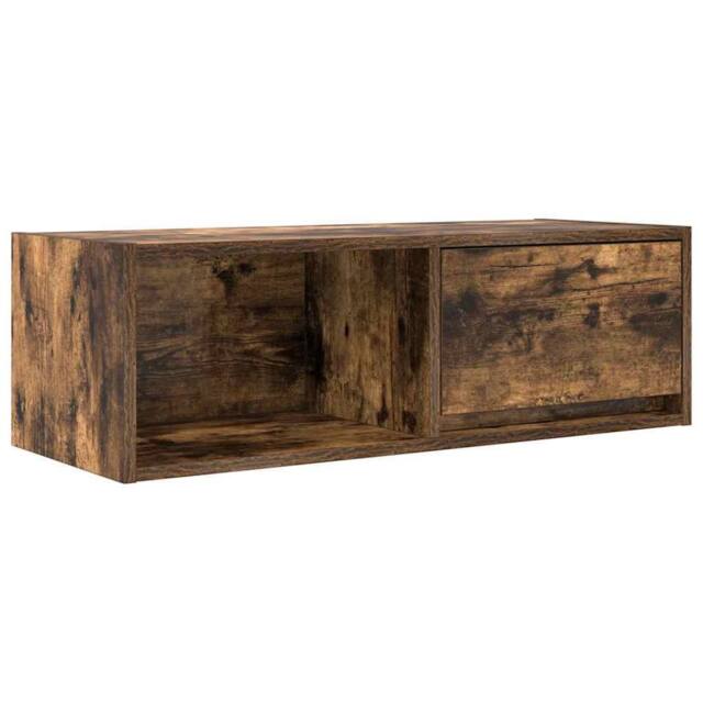 Berkfield Home TV Cabinet Smoked Oak 80x31x25.5 cm Engineered Wood in Brown - image 1
