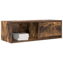 Berkfield Home TV Cabinet Smoked Oak 80x31x25.5 cm Engineered Wood in Brown - thumbnail 4