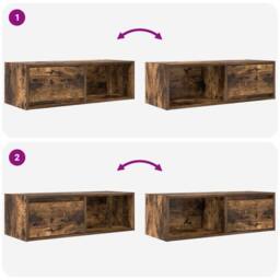 Berkfield Home TV Cabinet Smoked Oak 80x31x25.5 cm Engineered Wood in Brown - thumbnail 9