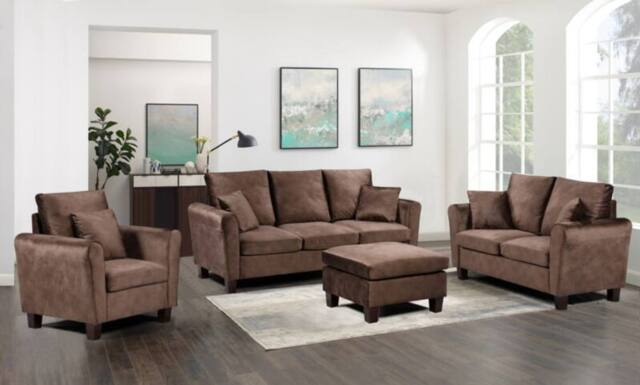 Comfy Living Ltd Brushed Velvet 2 Seater 3 Seater & Chair Sofa Set in Brown