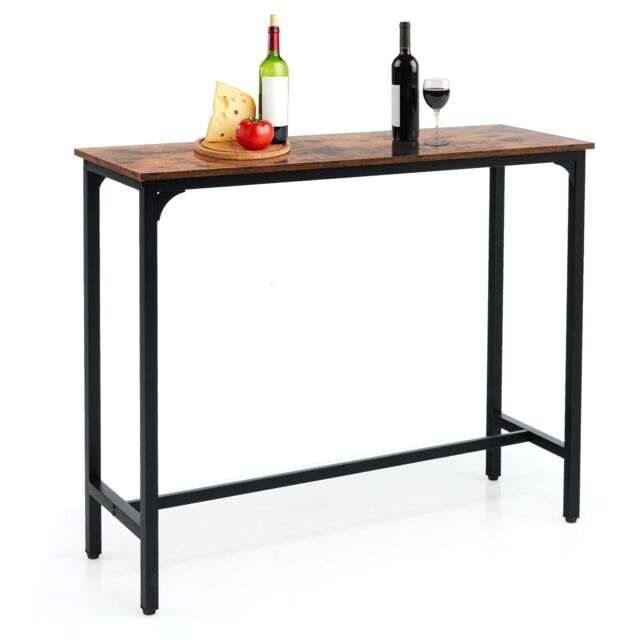 Costway Industrial Bar Table Counter Pub Table Kitchen Dining Sofa Console Table 120cm in Brown - image 1
