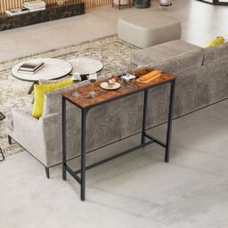 Costway Industrial Bar Table Counter Pub Table Kitchen Dining Sofa Console Table 120cm in Brown - thumbnail 3