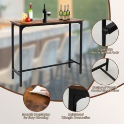 Costway Industrial Bar Table Counter Pub Table Kitchen Dining Sofa Console Table 120cm in Brown - thumbnail 4