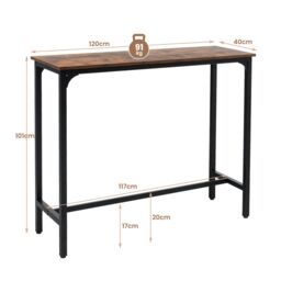Costway Industrial Bar Table Counter Pub Table Kitchen Dining Sofa Console Table 120cm in Brown - thumbnail 2