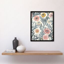 "Artery8 Carnation Flowers Artwork Bright Garden Floral Framed Art Print in Blue - Size: W12"" x H16""" - thumbnail 4