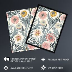 "Artery8 Carnation Flowers Artwork Bright Garden Floral Framed Art Print in Blue - Size: W12"" x H16""" - thumbnail 2