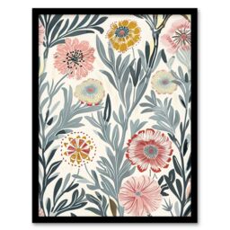 "Artery8 Carnation Flowers Artwork Bright Garden Floral Framed Art Print in Blue - Size: W12"" x H16""" - thumbnail 1