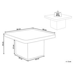Wyld and Coco Stone-Top Square Coffee Table Beige MDF Base 80x80 cm - thumbnail 3