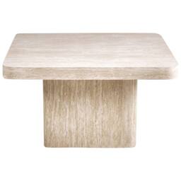 Wyld and Coco Stone-Top Square Coffee Table Beige MDF Base 80x80 cm - thumbnail 4