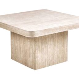 Wyld and Coco Stone-Top Square Coffee Table Beige MDF Base 80x80 cm - thumbnail 2