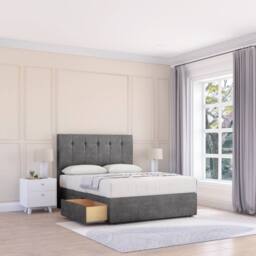 "Sloomy Cambridge Plush Divan Base No Drawers-26"" Headboard & 12"" Footboard in Dark Grey - Size: Small Single" - thumbnail 3