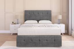 "Sloomy Cambridge Plush Divan Base No Drawers-26"" Headboard & 12"" Footboard in Dark Grey - Size: Small Single" - thumbnail 1