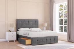 "Sloomy Cambridge Plush Divan Base No Drawers-26"" Headboard & 12"" Footboard in Dark Grey - Size: Small Single" - thumbnail 2