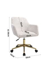 Living and Home Home Office Chair Velvet Effect Swivel Computer Desk Chair with Armrest in Beige - thumbnail 6
