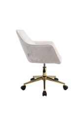 Living and Home Home Office Chair Velvet Effect Swivel Computer Desk Chair with Armrest in Beige - thumbnail 4