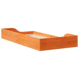 Berkfield Home Floor Bed Frame Wax brown 75 x 190 cm Solid pine wood in Orange - thumbnail 7