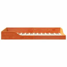 Berkfield Home Floor Bed Frame Wax brown 75 x 190 cm Solid pine wood in Orange - thumbnail 6