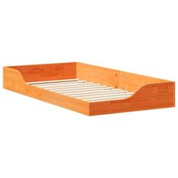 Berkfield Home Floor Bed Frame Wax brown 75 x 190 cm Solid pine wood in Orange