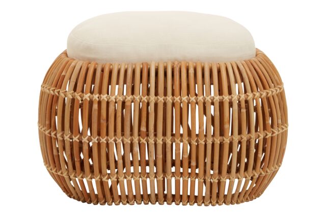 Orsina Rattan Bean Bench, Rattan Bean Stool for Home, Outdoor, Lounge, Living Room, Unique Curved Rattan Stool in Brown - image 1